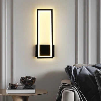 מודרני מינימליסטי מנורות קיר מלבן עיצוב הבית פמוטים בסלון טלוויזיה קיר בעיצוב חדר השינה ליד המיטה שחור לבן Led