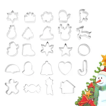 מתכת חג המולד ביסקוויטים עובש להגדיר 24pcs נירוסטה חג המולד צורות חותכי עוגיות זנגביל איש בל הממתקים לילדים
