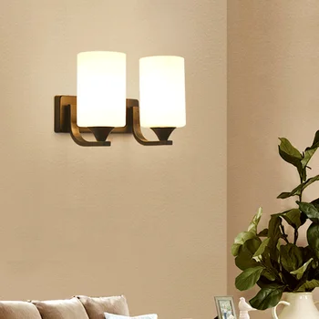 נורדי LED ברזל אמנות מנורת קיר חם מסדרון מחקר השינה מנורה אופנה אמנות זכוכית, מנורת קיר הסלון