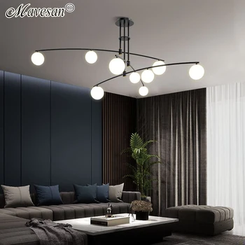 נורדי זכוכית הכדור נברשת האוכל בסלון Led אור תליון מודרני ברזל אמנות Luminaire עיצוב הבית תלויה מנורת התקרה