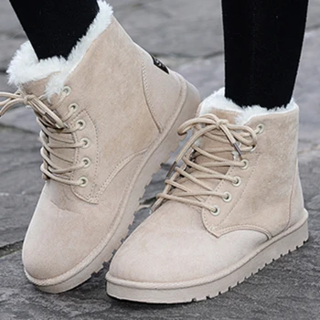 נשים מגפי שלג נעליים חדשות עבור נשים Lace-Up מגפי נשים שטוח מגפי קרסול פלטפורמה רכה עבה Botas Mujer נעליים לחורף