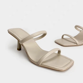 נשים קיץ בינוני העקב נעלי בית מרובע הבוהן עקבים נעלי מזדמנים עור עקב מותג יוקרה נעל אופנה 2023 הרומית החדשה.