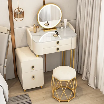 עיצוב מתכוונן שולחן איפור ארגונית הדירה נורדי לבן שולחן איפור זהב הרגליים Tocador Maquillaje רהיטים איפור
