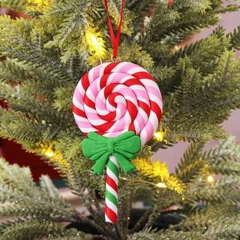 עץ חג מולד קישוט DIY קריקטורות סוכרייה על מקל אדום, לבן, ממתקים תלוי עיצוב הבית נואל קישוט 2022 חג שמח