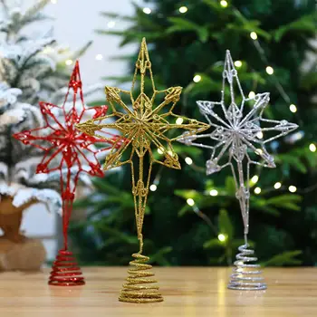 עץ חג מולד קישוט כוכב כוכב 3d קישוט נוצץ 3d עץ חג המולד עליון כוכב בהיר צבע הולו-out לעיצוב החגים