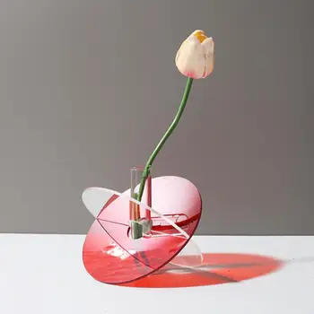 פרח באגרטל אלגנטי, עמיד אקריליק עיצוב ייחודי אגרטל קישוט לחתונות המשרד הביתי קישוטים