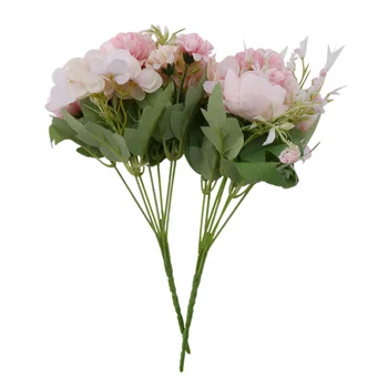 פרחים מלאכותיים מזויפים אדמונית משי הידראנגאה הזר עיצוב פלסטיק ציפורנים מציאותי סידורי פרחים לחתונה Decoratio