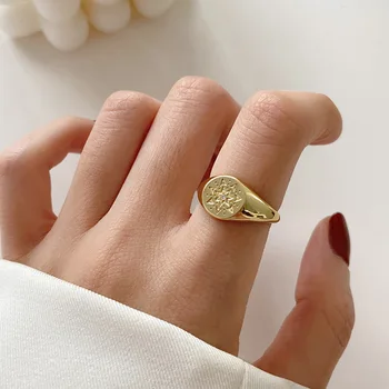 צבע כסף מצופה זהב טבעת של נשים אופנה אור יוקרה גבוהה הגיוני לפתוח את מגן השמש 925 חותמת Dropship סיטוני