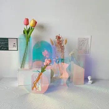 צבעוני אקרילי אגרטל נורדי קשת אמנות גיאומטרית אור הזריחה הזריחה הביתה קישוטי שולחן עבודה עיצוב קשת המעגל גל