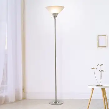 קומה LampLavish הביתה Torchiere מנורת רצפה עם בסיס מתכת שיש צל (מברשת כסף)