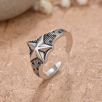 קוריאה כוכב בסגנון פשוט כוכב טבעות לגברים נשים מתנה ליום האהבה טבעת תכשיטים 2023