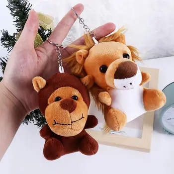 קטן תליון ג ' ונגל אח פיל קוף הבובה מחזיק מפתחות קטיפה מחזיק מפתחות חיות צעצוע קטיפה, פרווה של חיות צעצוע