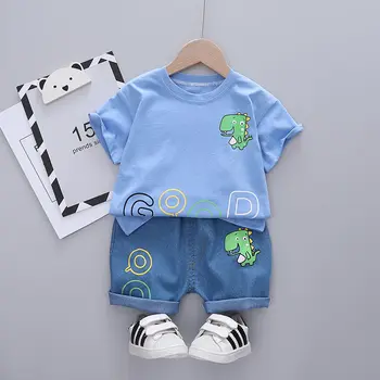 קיץ בגדי תינוקות החליפה ילדים בנים-דינוזאור החליפה חולצה מכנסיים קצרים 2Pcs/ערכות תינוק בגדי אופנה תינוקות ילדים אימוניות.