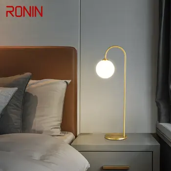 רונין עכשווי פליז מנורת שולחן LED זהב נחושת השולחן עיצוב תאורה מודרני הביתה מחקר השינה