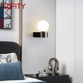רונין עכשווי שחור פליז מנורות קיר אור LED 3 צבעים פשוט יצירתי לצד האור הביתה, למיטה עיצוב חדר