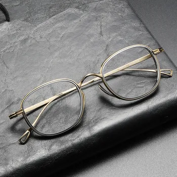 רטרו טהור טיטניום מסגרת משקפיים נשים ניו וינטג ' אולטרה-לייט יכול להתאים מצולע מרשם משקפיים גברים משקפי שמש משקפיים