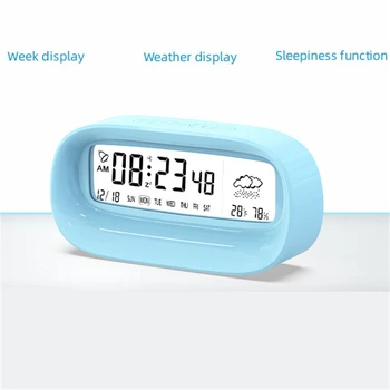 שולחן שעון דיגיטלי מעורר נודניק תצוגת טמפרטורה בזמן שולחן עבודה שולחן אלקטרוני שעונים שולחניים תאריך שעון עבור התלמיד