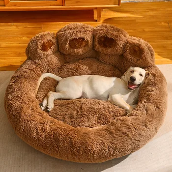 שינה רגועה מיטות לחיות מחמד כלב חתול הבית איכות סופר רך שטיח הדוב כרית המיטה צורה גבוהה וארוכה גדול כפה סיבוב במיטה חם, עמוק בפלאש
