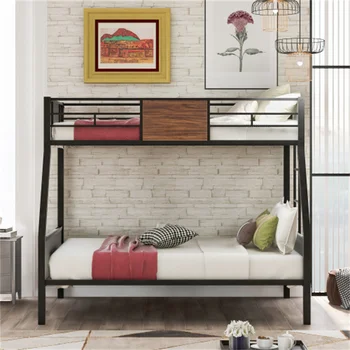 תאום-על-מלא עם מיטת קומותיים בסגנון מודרני עם מסגרת פלדה מיטת קומות עם מעקה בטיחות מובנה הסולם על השינה מעונות בנים בנות מבוגרים