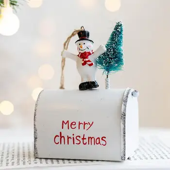 תלוי תליון שלג הדואר חגיגית לחג הדואר תליון סנטה קלאוס, איש שלג דוב תפאורה חג המולד עץ תלוי הבית.