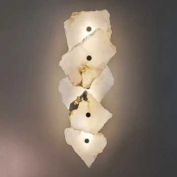 תליון אור Led אמנות נברשת המנורה עיצוב חדר משיש טבעי קיר ברזל יוקרה חידוש מנורות קיר פינת אוכל עיצוב מודרני