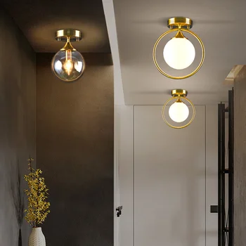 תקרה דקורטיבית אורות נורדי תפאורה אור המסדרון הוביל את האורות בבית בד מנורת תקרה זכוכית מנורת תקרה