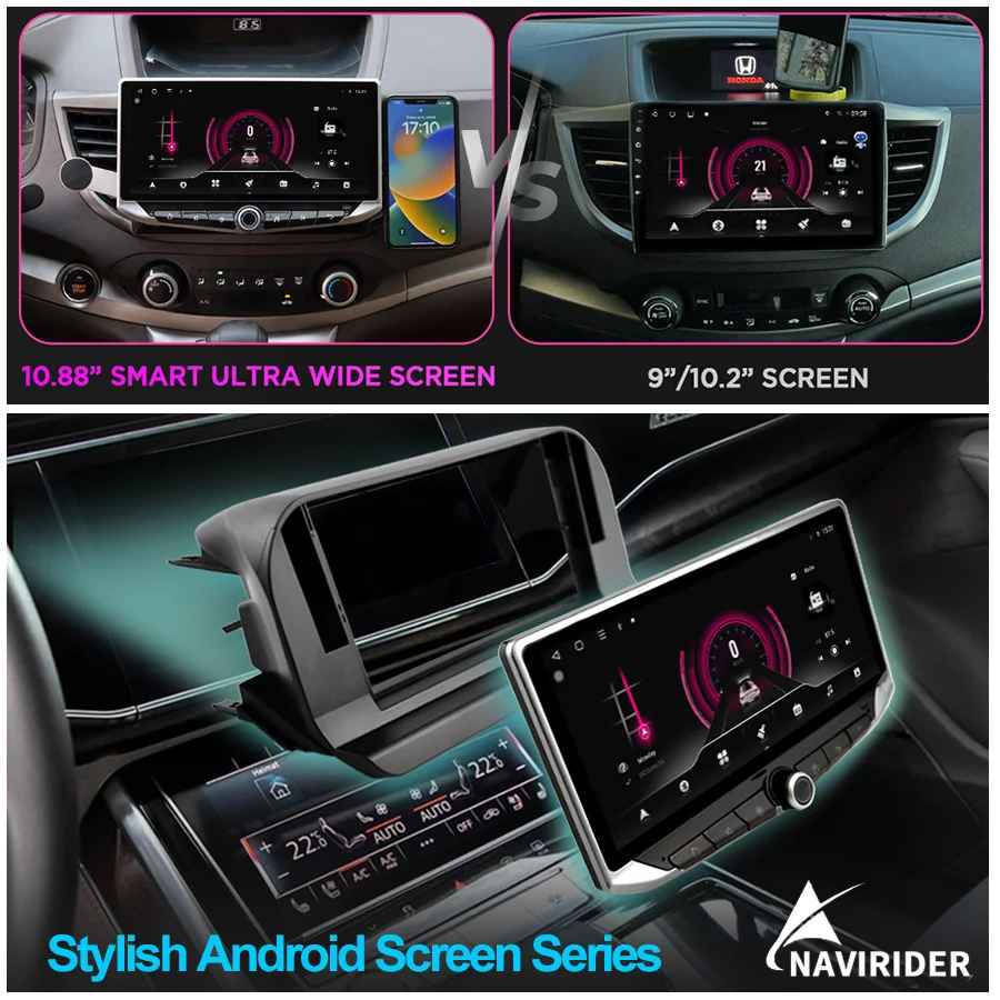 10.88 אינץ Qled מסך 2DIN אוטומטי אנדרואיד הרדיו ברכב נגן מולטימדיה Carplay GPS עבור מרצדס בנץ Smart Fortwo 2005 - 2011-2015 - 3