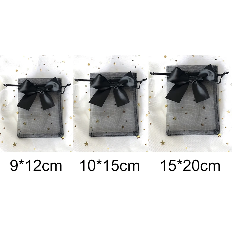 10Pcs רשת חוט תיק Bowknot החתונה ממתקים שקיות תכשיטים מתנה אריזות סבון פרחים מיובשים שרוך שקיות אחסון - 1