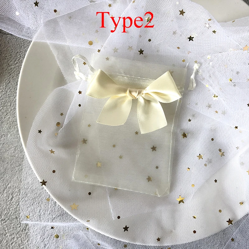 10Pcs רשת חוט תיק Bowknot החתונה ממתקים שקיות תכשיטים מתנה אריזות סבון פרחים מיובשים שרוך שקיות אחסון - 4
