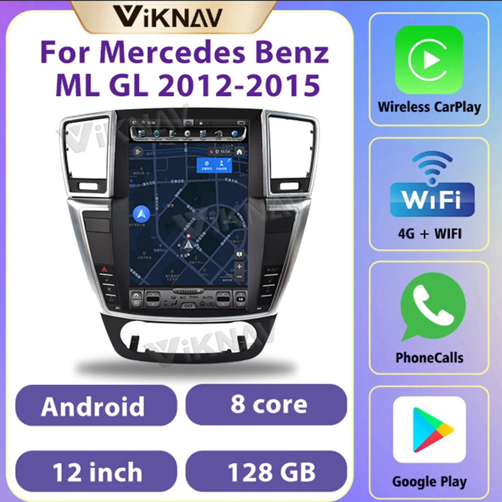 12 אינץ ' עבור מרצדס ML GL 2012-2015 אנדרואיד הרדיו ברכב נגן מולטימדיה אוטומטי סטריאו GPS נאבי ראש יחידת Carplay - 0