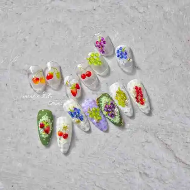 1Sheet פירות ענבים 3D נייל מדבקת בלון אקריליק חרוט ספריי ג ' ל ציפורניים מדבקות ציפורניים מדבקות ציפורניים קישוטים - 4