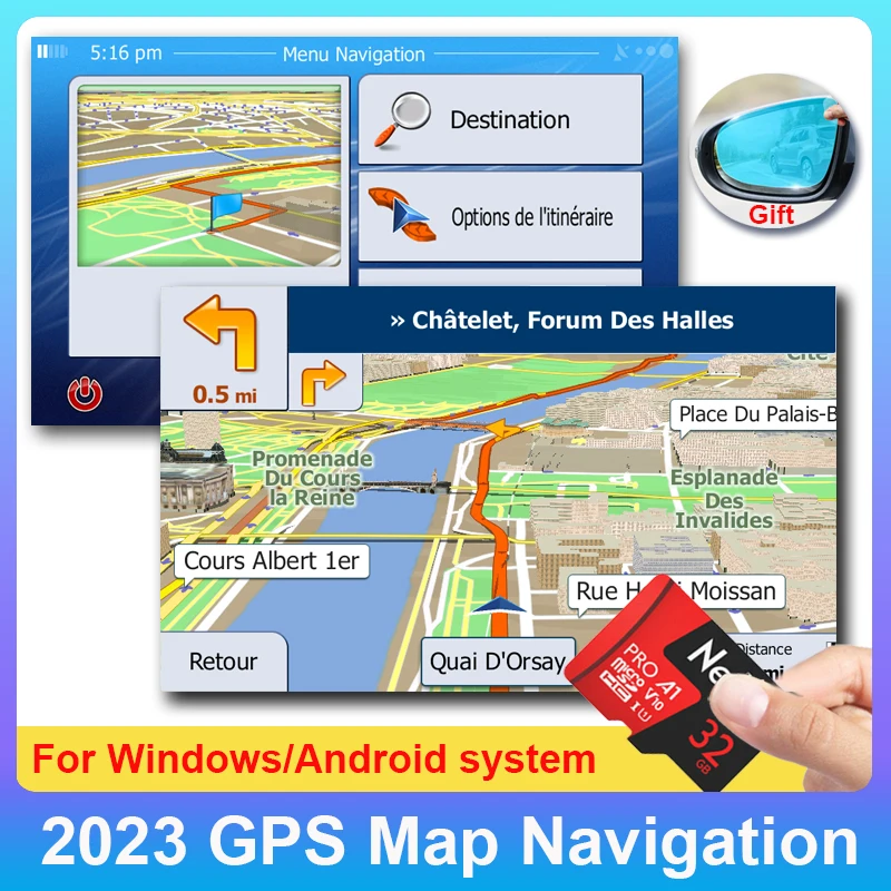 2023 GPS מפת מנותק כרטיסי מיקרו SD 32GB רדיו במכונית עבור windows/Android מערכת ניווט GPS לאירופה/Rus/ספרד/צרפת עדכון חינם - 0
