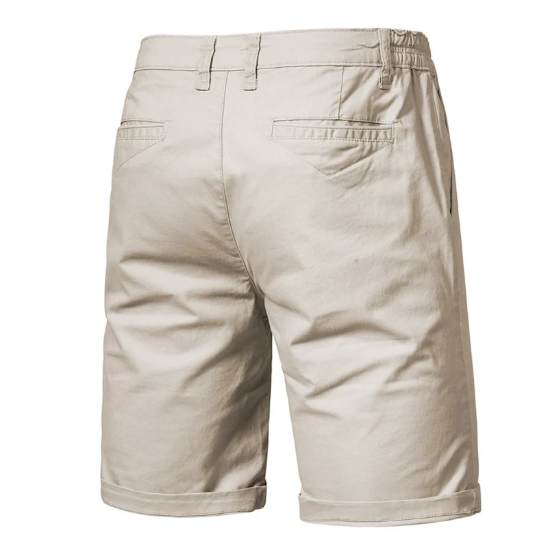 2023 חדש קיץ כותנה מוצקים מכנסי גברים באיכות גבוהה מזדמן עסקים חברתיים אלסטי המותניים גברים מכנסיים קצרים-10 צבעים קצרים חוף - 1
