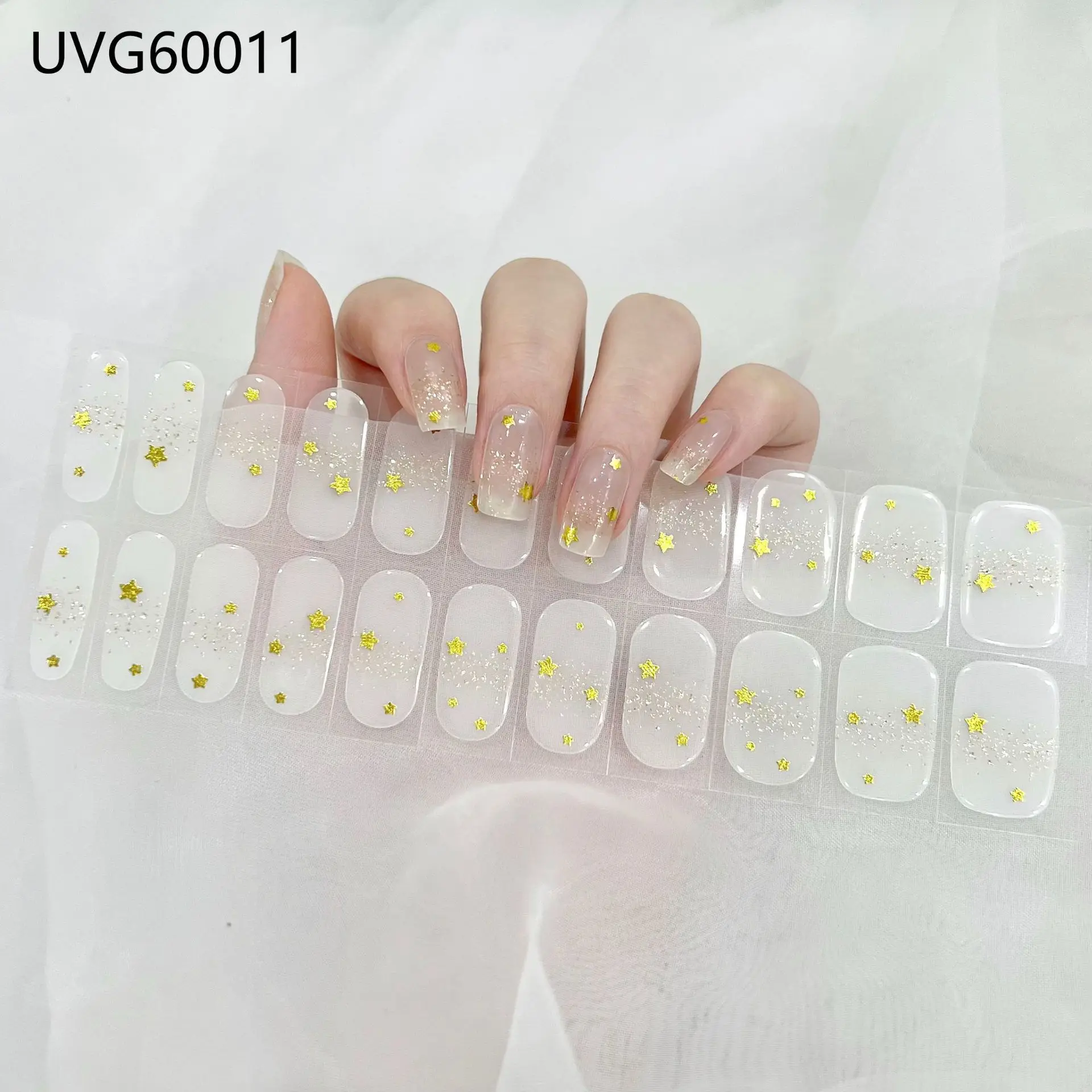 22 רצועות חצי ריפא ג ' ל ציפורניים מדבקות להגדיר עבור מנורת UV כיסוי מלא ססגוניות מדבקות ציפורניים רצועות מניקור DIY קישוטים Wom - 2