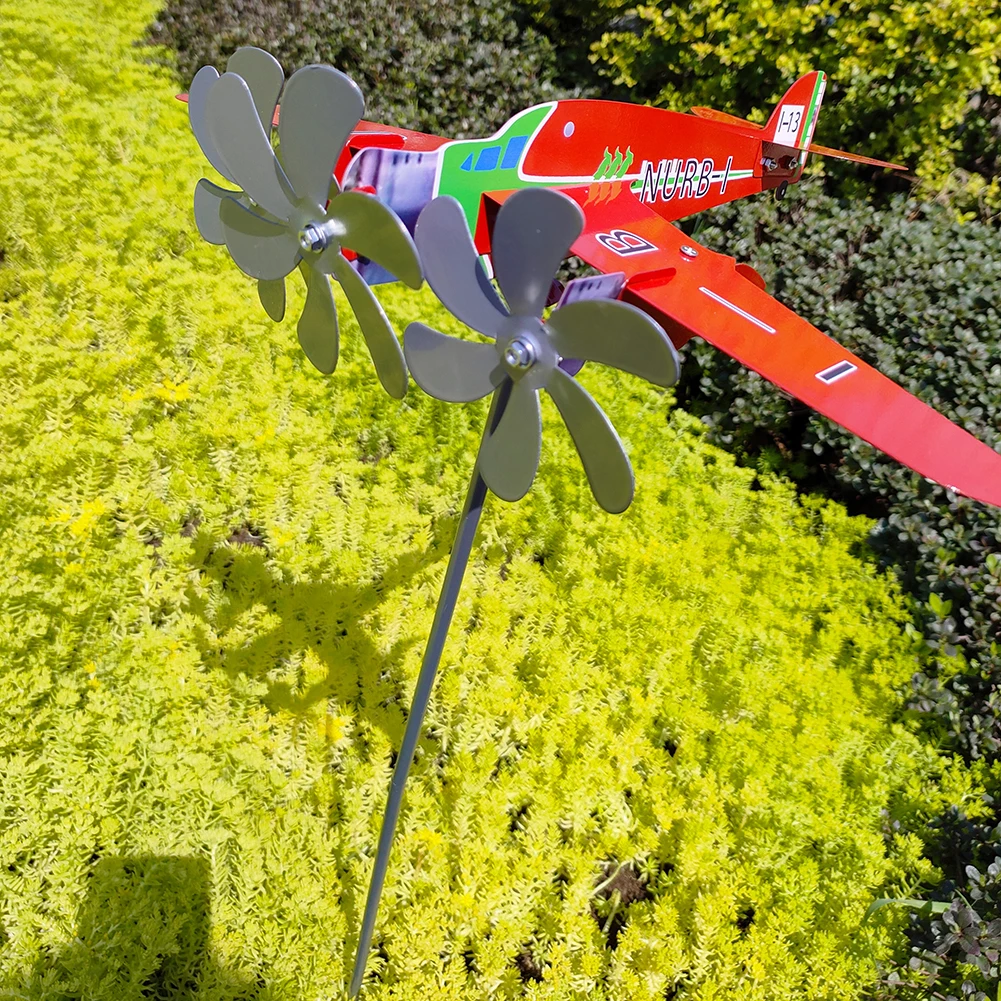 3D מטוס גן השבשבת Plug עיצוב אנטי-קורוזיה מתכת מטוס הרוח מסובבי עמיד קישוטים עבור המשפחה חצרות - 4
