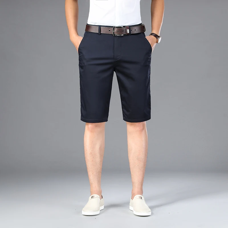 6 צבע מזדמנים מכנסיים קצרים גברים 2023 קיץ חדש ישר אלסטי עסקי אופנה דק מכנסיים קצרים זכר מותג חאקי בז ' שחור צי - 1
