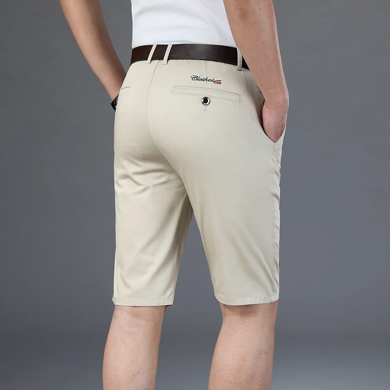 6 צבע מזדמנים מכנסיים קצרים גברים 2023 קיץ חדש ישר אלסטי עסקי אופנה דק מכנסיים קצרים זכר מותג חאקי בז ' שחור צי - 3