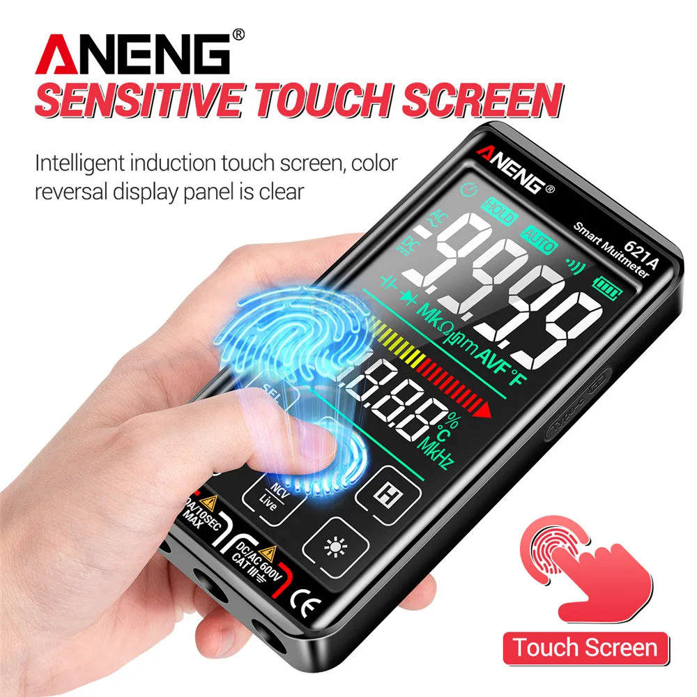 ANENG 621A דיגיטלי מודד 9999 נחשב אוטומטי טווח טעינה USB נייד NCV המונה מודד מד הזרם מסך מגע LCD - 1
