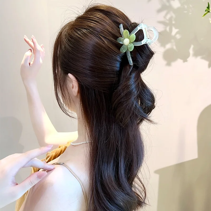 AWAYTR קוריאה גבירותיי הקיץ פרח עדין שיער תפוס קליפ שיער אביזרי שיער לנשים בנות ילדה פרח בציר סיכת ראש. - 1