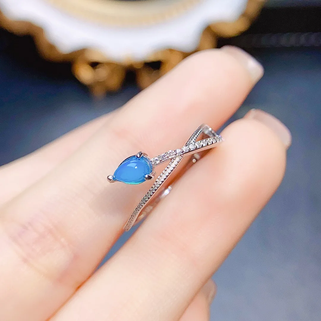 FS אמיתי S925 כסף סטרלינג בשיבוץ טבעי כחול אופל טבעת עם תעודת בסדר קסם חתונות תכשיטים לנשים MeiBaPJ - 4