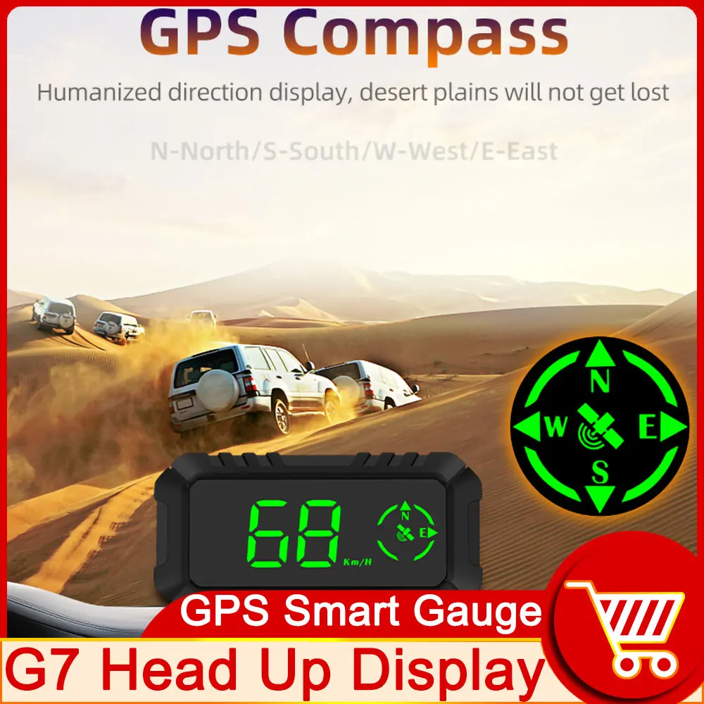 HD G7 GPS מד מהירות מצפן Head-Up Display מטר האד מהירות הנסיעה כיוון נהיגה מעל למהירות אזעקה עייפות בנהיגה תזכיר לי - 0