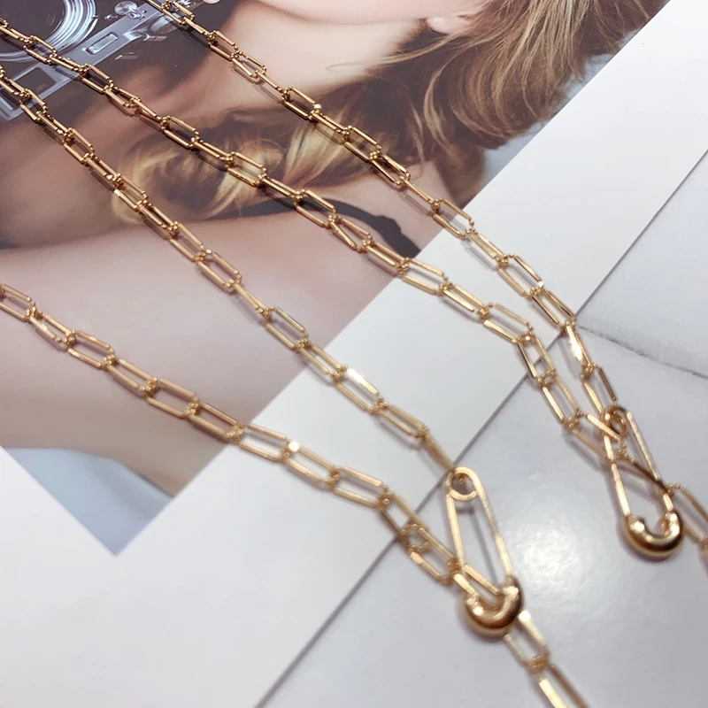 KUGG 18K זהב צהוב שרשרת אופנה Handmabe מסמר עיצוב ההגירה סגנון גס שרשרת עיצוב מעודן מסיבת תכשיטים עבור הגברת. - 4