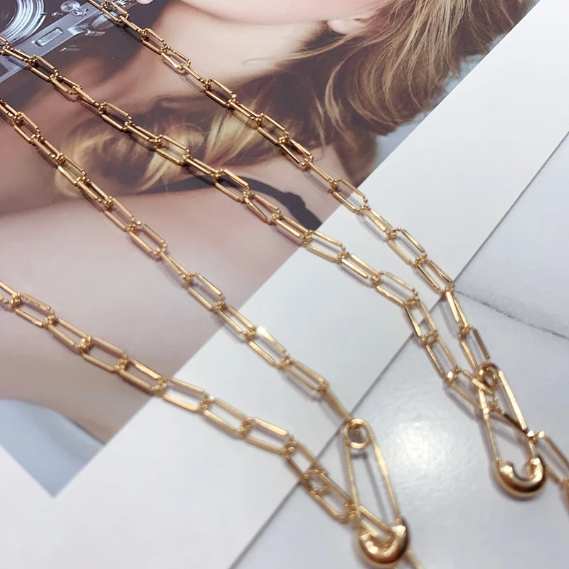 KUGG 18K זהב צהוב שרשרת אופנה Handmabe מסמר עיצוב ההגירה סגנון גס שרשרת עיצוב מעודן מסיבת תכשיטים עבור הגברת. - 5
