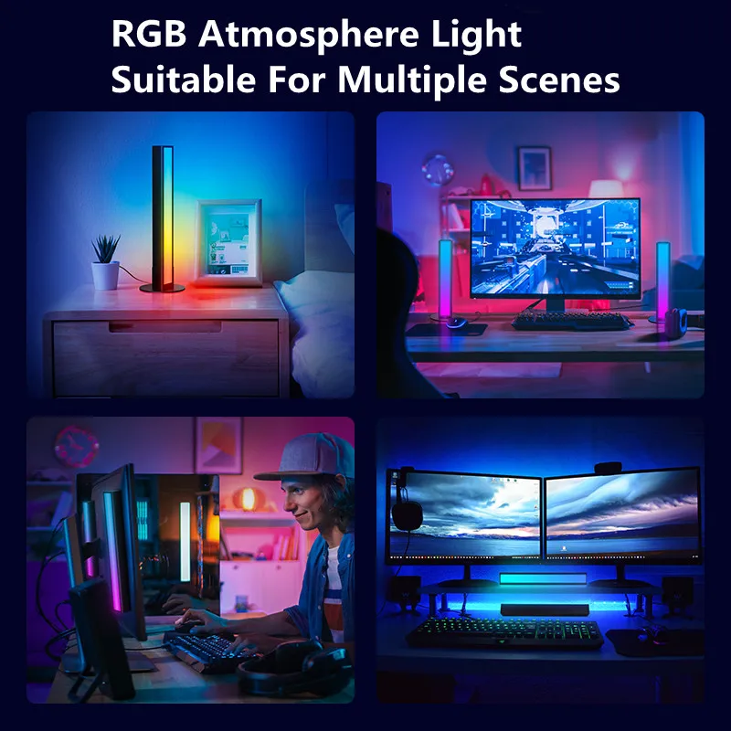 LED מנורת רצפה אווירה שולחן לילה אור הרצועה שטיח מקורה בבית ליד המיטה בסלון עיצוב RGB צבעונית אפליקציה USB מוסיקה המנורה - 2