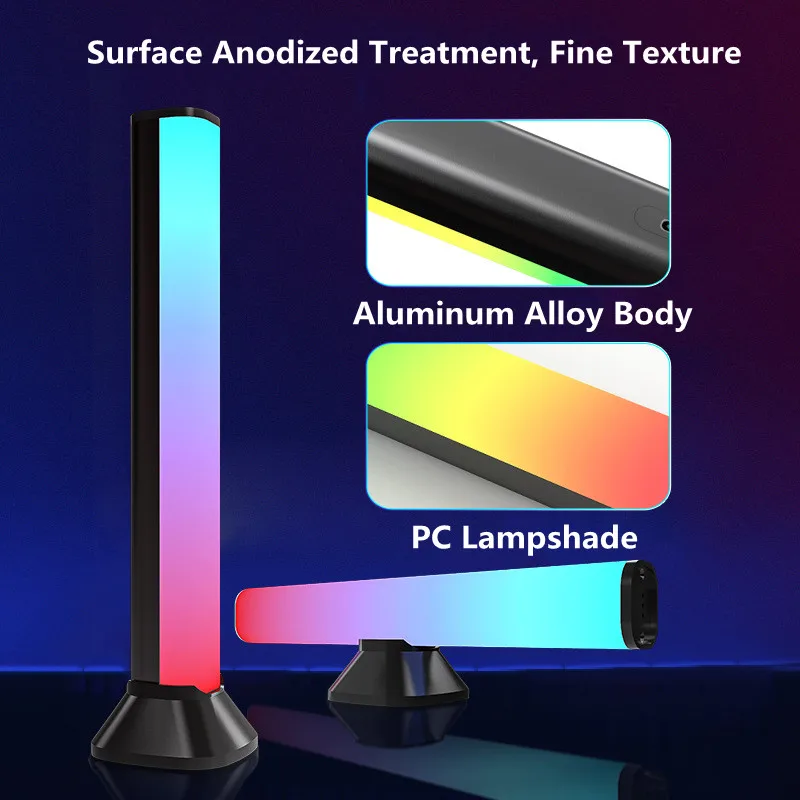 LED מנורת רצפה אווירה שולחן לילה אור הרצועה שטיח מקורה בבית ליד המיטה בסלון עיצוב RGB צבעונית אפליקציה USB מוסיקה המנורה - 4