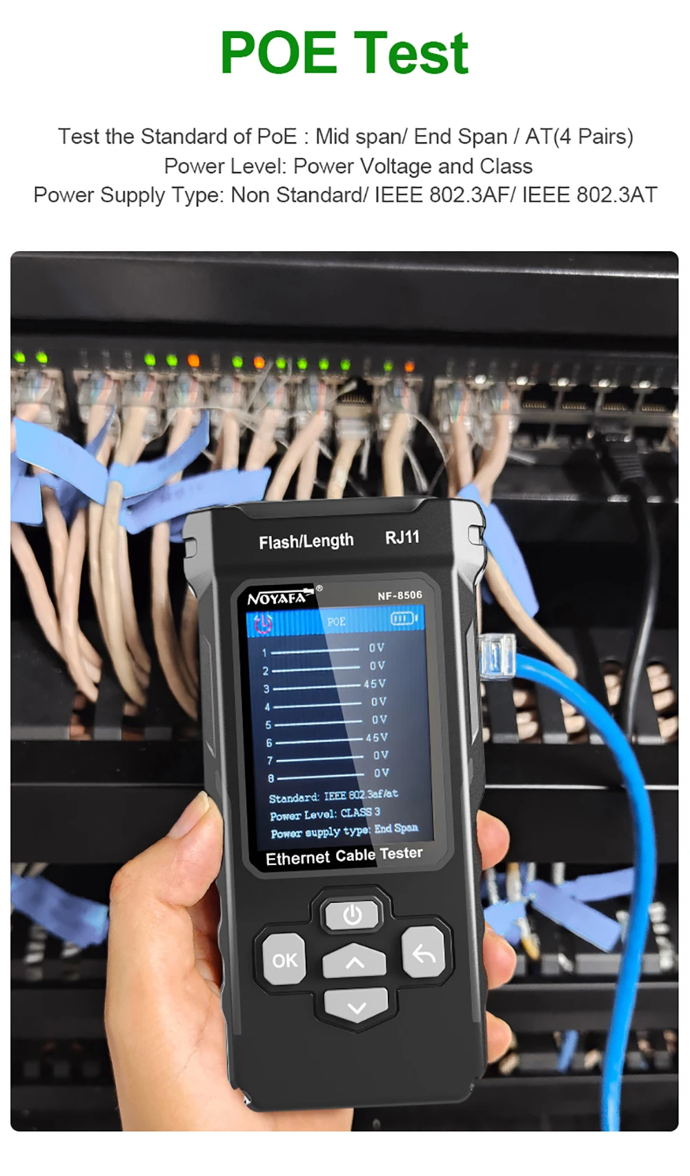 NOYAFA NF-8506 LCD דיגיטלי כבל הרשת הבוחן רשת קו Finder רב תכליתי חוט גשש, כבל הרשת הבוחן - 4