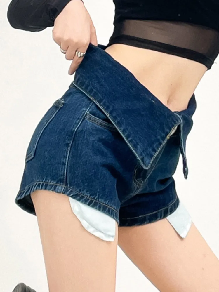 VGH קוריאני אופנה ג ' ינס מכנסיים קצרים לנשים גבוהה המותניים הרזיה מוצק מינימליסטי המכנסיים נשיים הקיץ בגדים 2023 סגנון חדש - 2