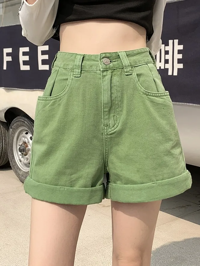 ZHISILAO חדש גבוהה המותניים רחב רגל סרבל מכנסיים קצרים בקיץ 2023 וינטג 'שיק רפוי מכנסי ג' ינס קצרים אופנה קוריאנית - 4