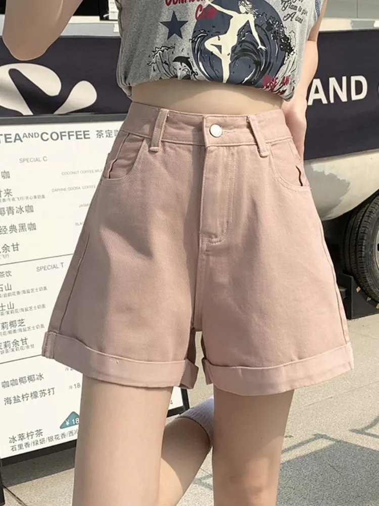 ZHISILAO חדש גבוהה המותניים רחב רגל סרבל מכנסיים קצרים בקיץ 2023 וינטג 'שיק רפוי מכנסי ג' ינס קצרים אופנה קוריאנית - 5