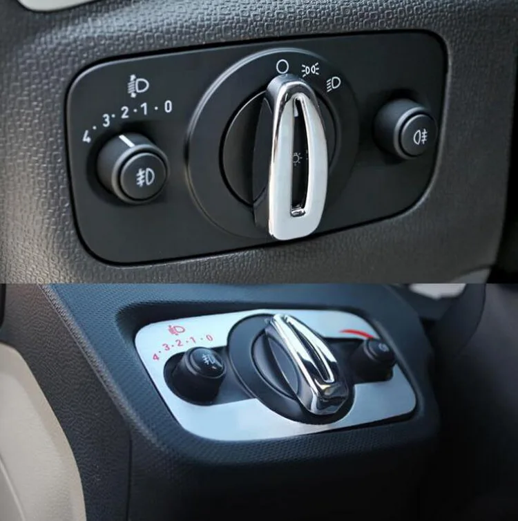 אביזרים פנס מנורה מתג לקצץ הפנים המכונית הכסופה כרום בורר ידית כיסוי לקצץ פורד פיאסטה Ecosport 2009-2015 - 1